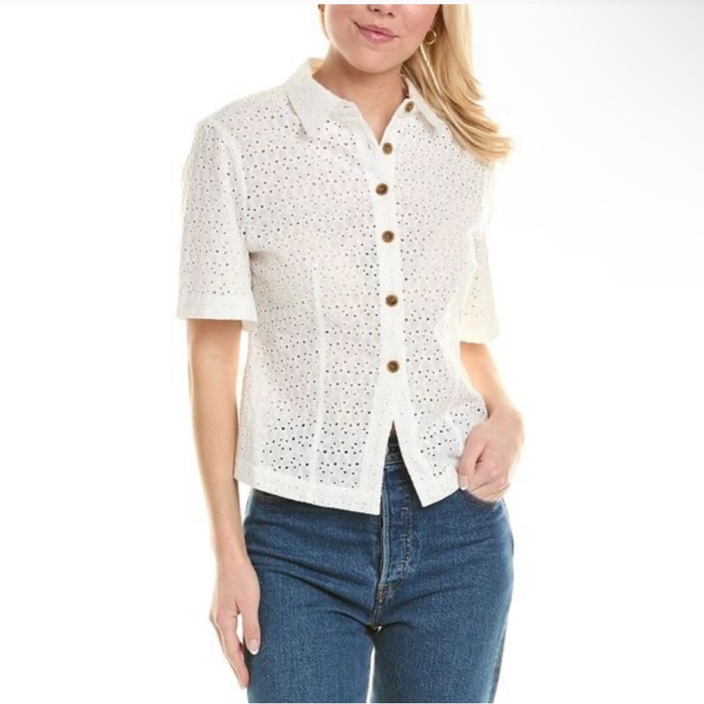 Rebecca Taylor Womens Eyelet Blouse, White